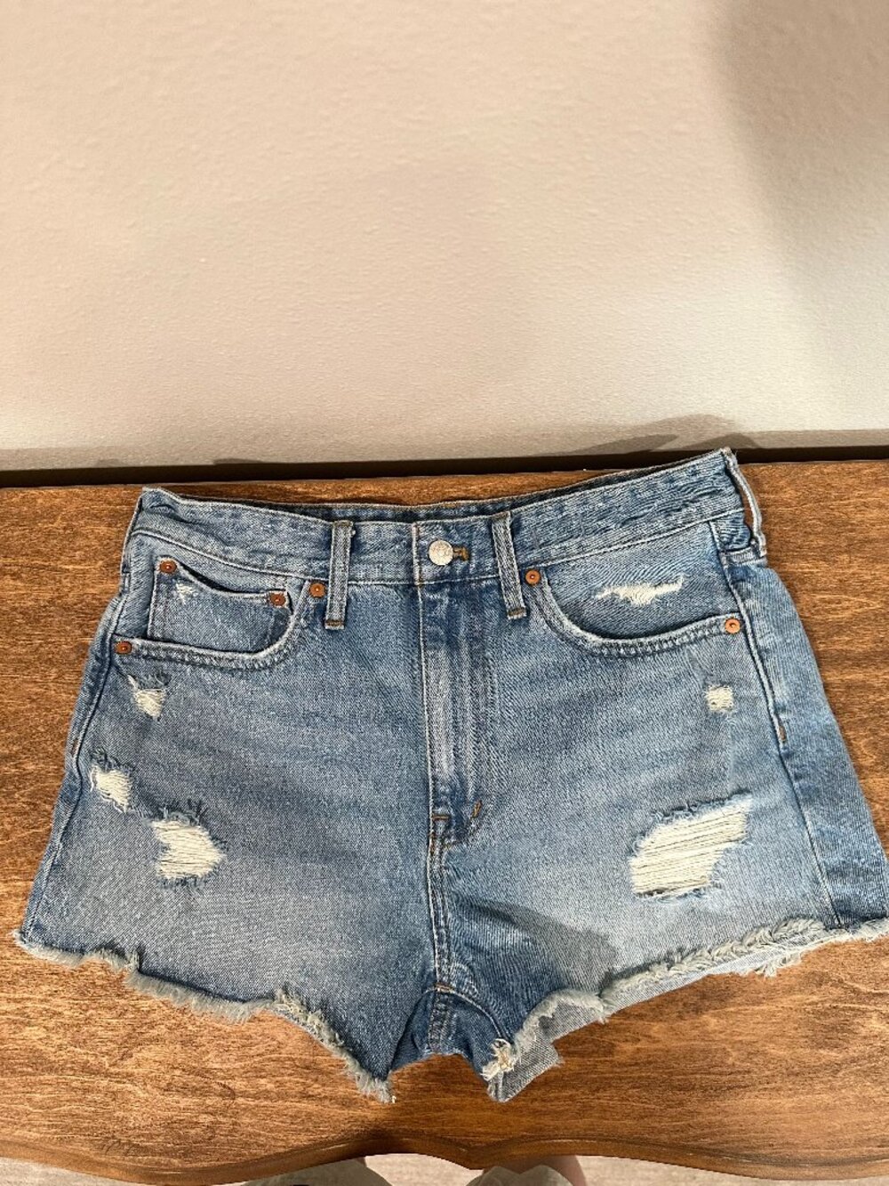 Madewell Relaxed Denim Shorts Homecrest Wash Ripped Edition Size 28